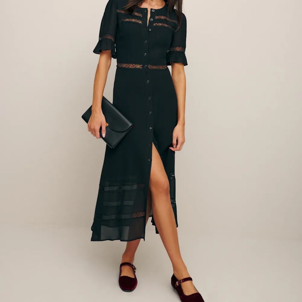 Reformation Black Midi Dress